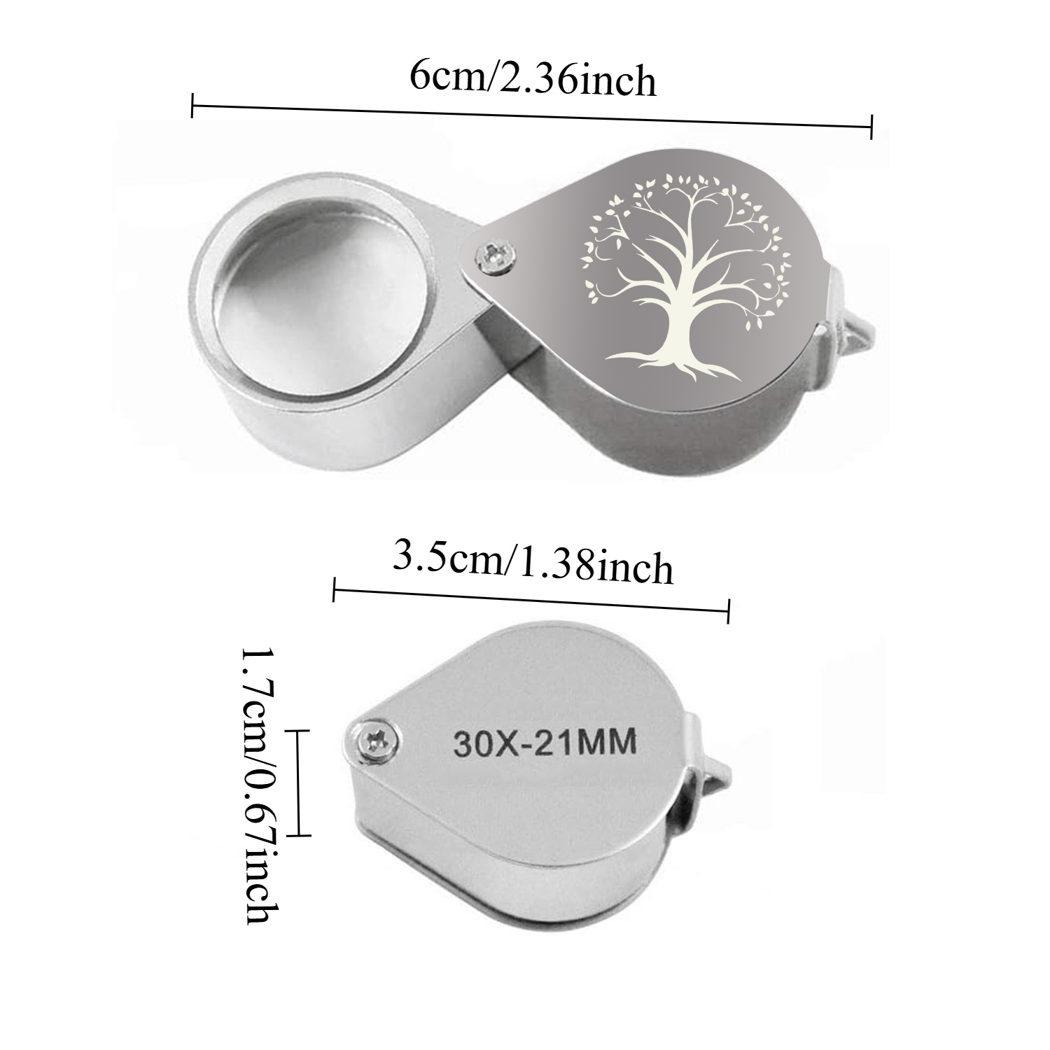 Pocket Jewellery Loupe with Tree Silhouette Design